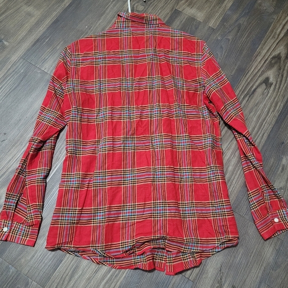 J. MCLAUGHLIN Women’s red plaid cotton long sleeve button up top Size M - Picture 3 of 5